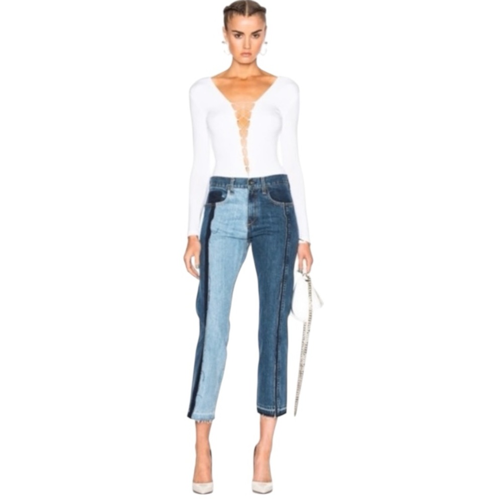 Rag & Bone Magnolia Two-Tone Cropped Blue  Denim Jeans Size 29